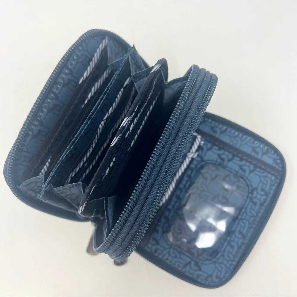 Lug Splitz Compact Wallet Zip Around Wallet RFID Quilted Nautical Knot Pattern